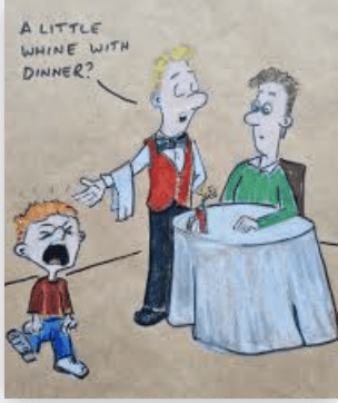 a comic excerpt of a kid whining at a restaurant