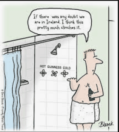 a cartoon of a man preparing to shower