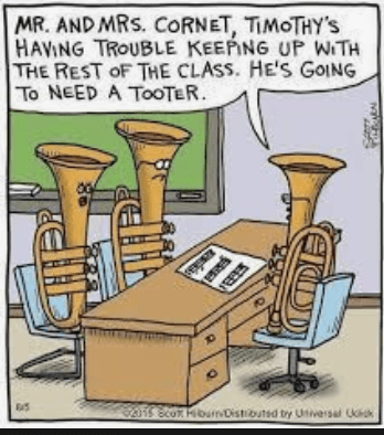 a cartoon of trumpets talking to each other